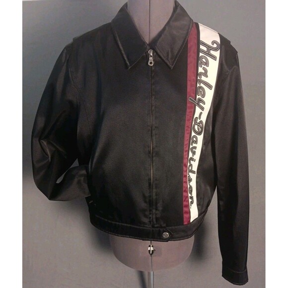 Harley Davidson Womans LARGE Nylon Embroidered Motorcycle Riding Jacket- NWOT - Picture 2 of 16